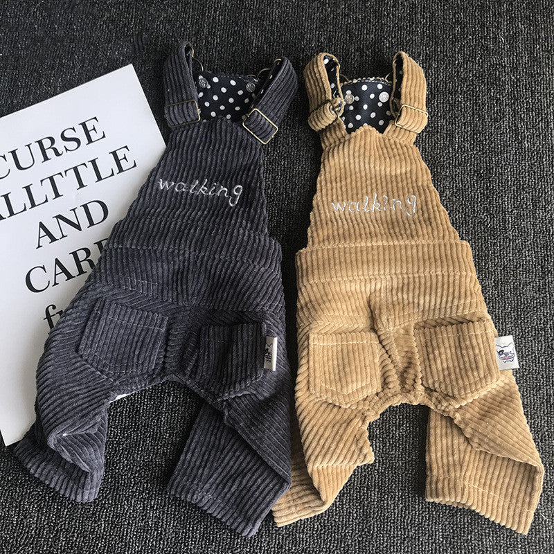 Pet Four-legged Corduroy Overalls