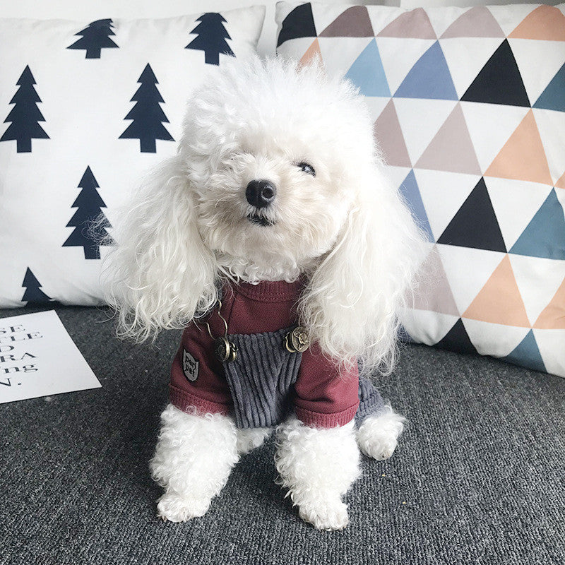 Pet Four-legged Corduroy Overalls