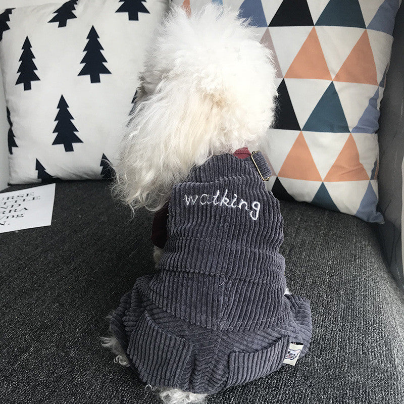 Pet Four-legged Corduroy Overalls