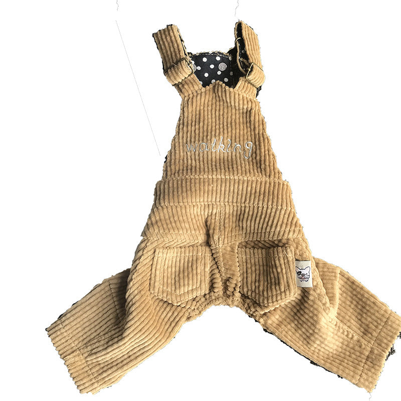 Pet Four-legged Corduroy Overalls