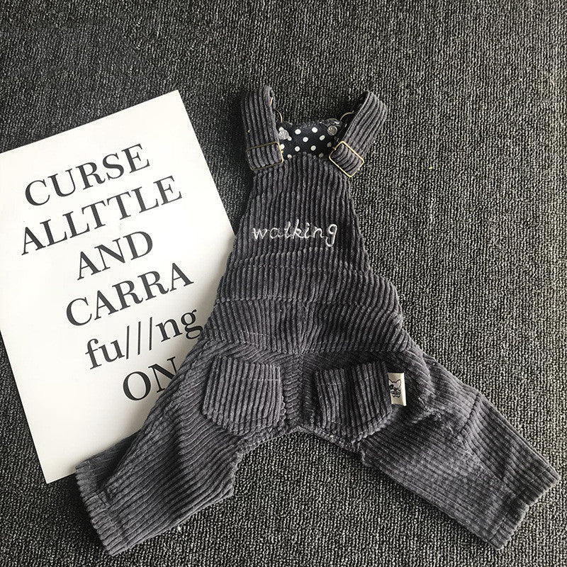 Pet Four-legged Corduroy Overalls