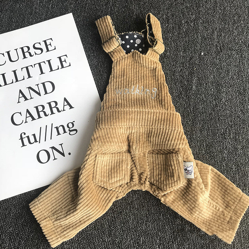 Pet Four-legged Corduroy Overalls